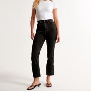 Abercrombie Ultra High Rise Ankle Straight Black Jeans - Size 28L